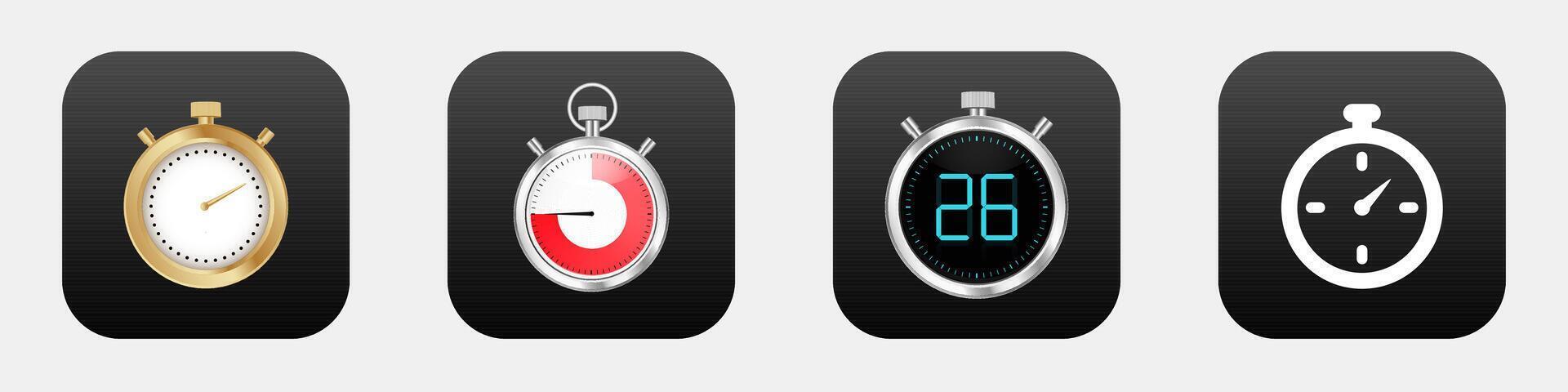 Timer mobile app 3d modern icon. Stopwatch clock phone application icon vector