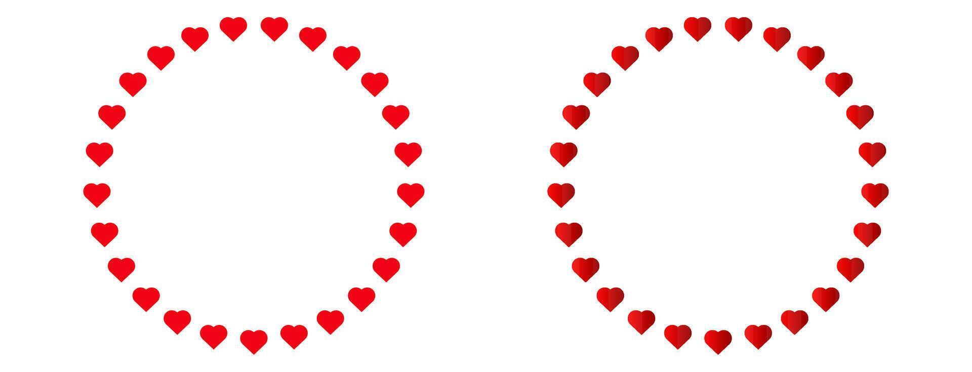 Love heart circle frame. Heart round border vector