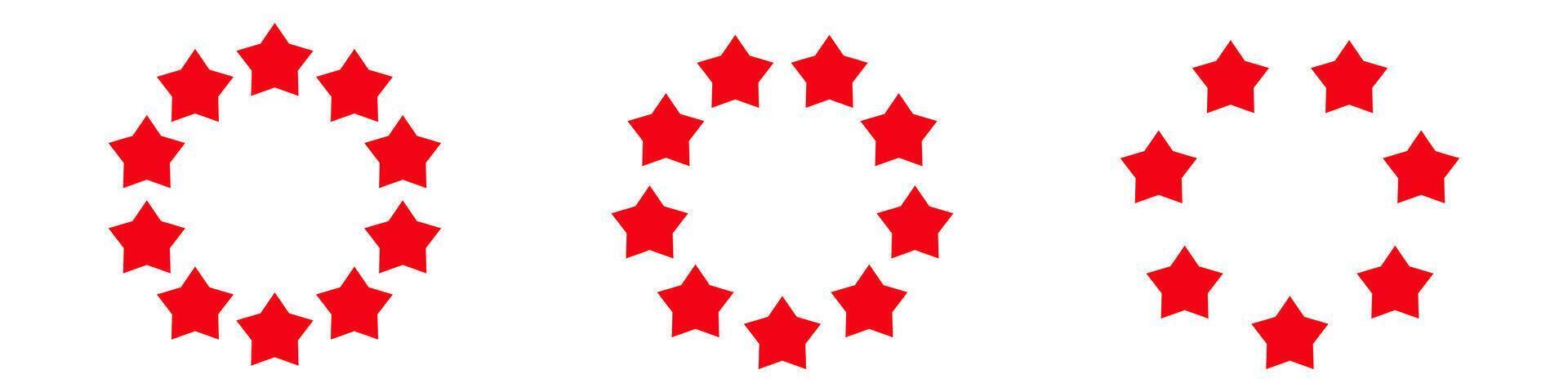 Star circle frame. Cartoon red star round border vector