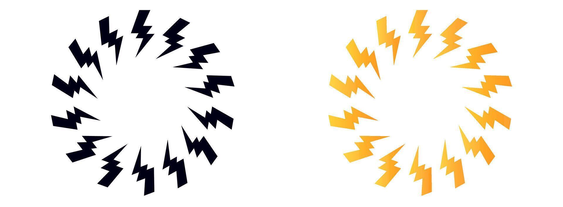 Zap lightning circle frame. Flash bolt round border vector