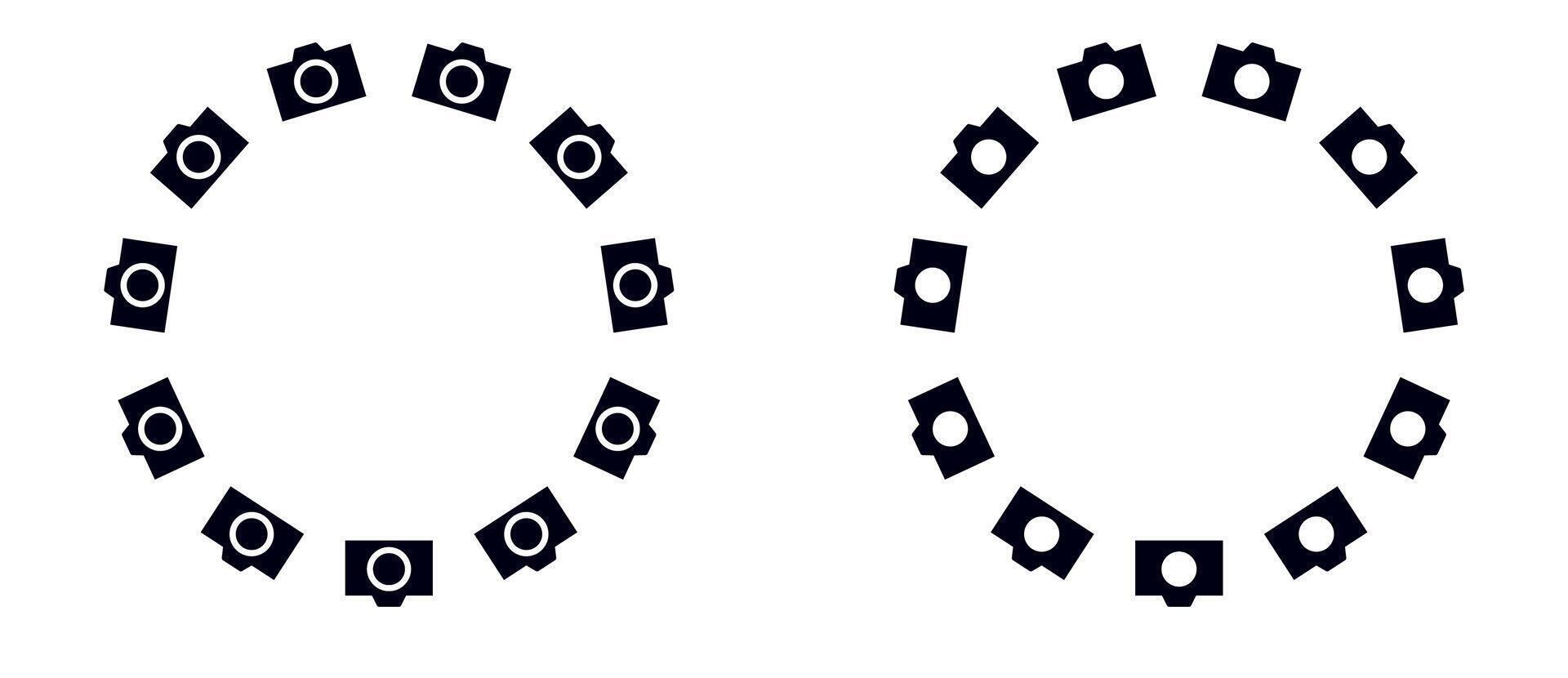 Photo circle frame. Photo camera round border vector