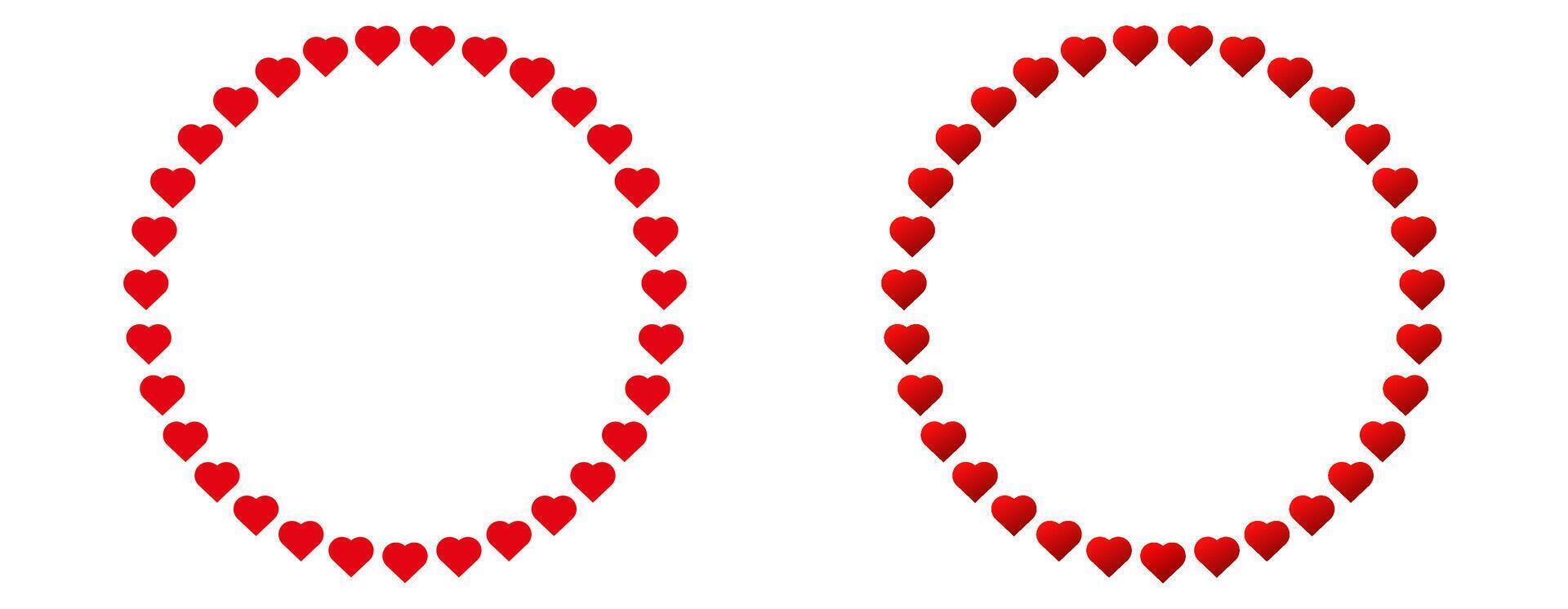 Love heart circle frame. Heart round border design vector