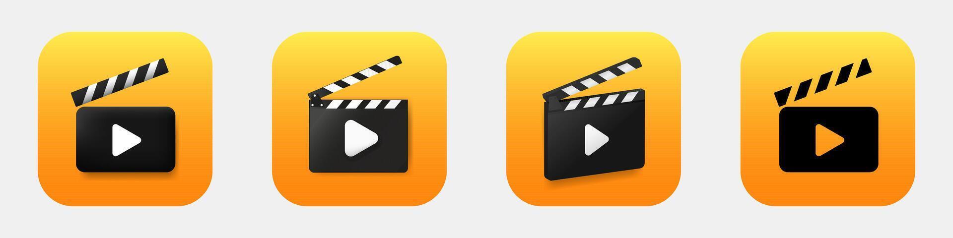 montage mobile app 3d modern icon. Movie making new phone application icon vector