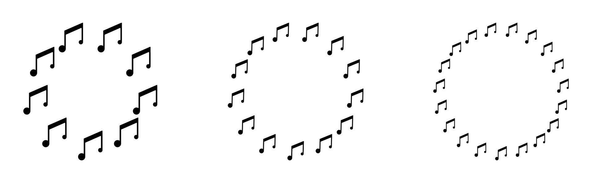 Music note circle frame. Sound round border vector