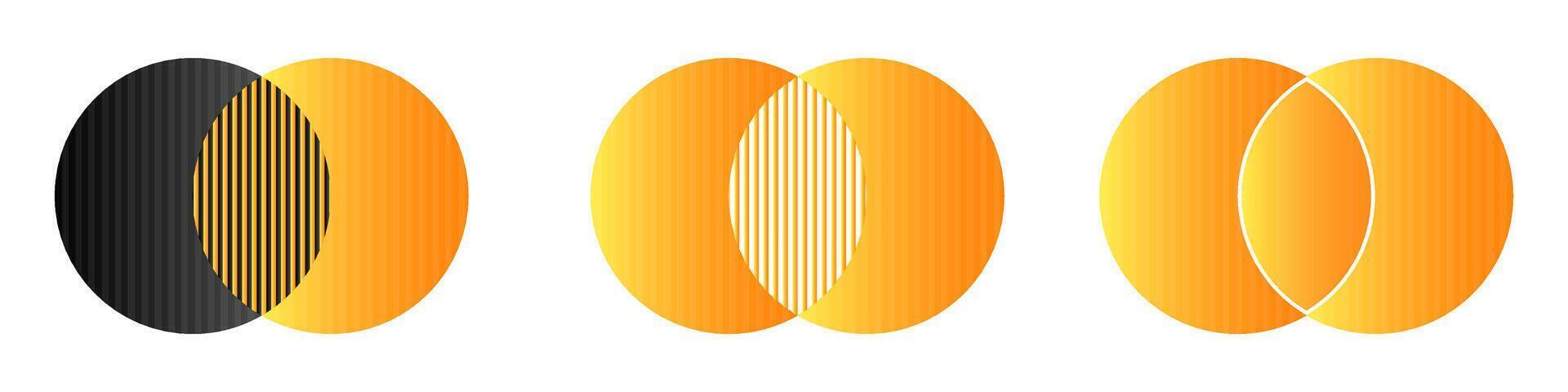 Venn diagram, intersection of two circles chart. Two circle merge vector