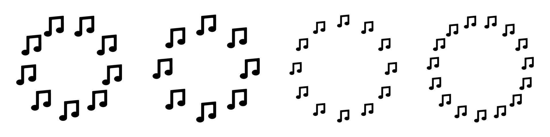 Music note circle frame. Sound round border vector