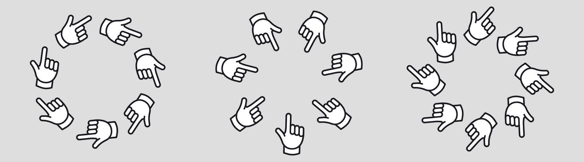 Finger mouse pointer circle frame. Click here round border vector