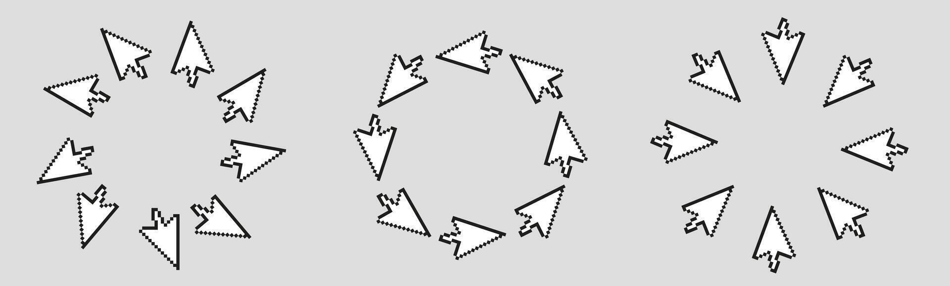 Mouse click circle frame. Arrow pointer round border vector