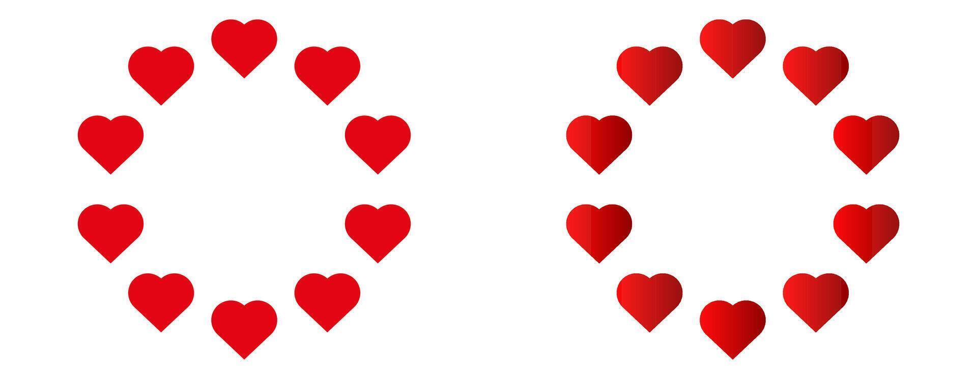 Love heart circle frame. Heart round border vector