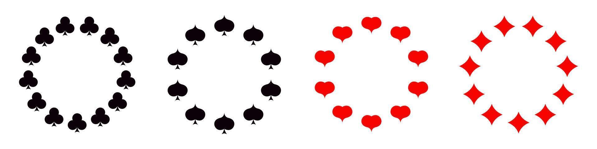 Poker circle frame. Card gambling round border vector
