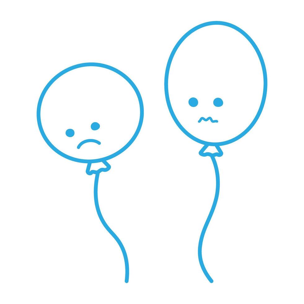 Outline air balloons with sad faces Cute characters Blue Monday greetings or invitations design idea vector