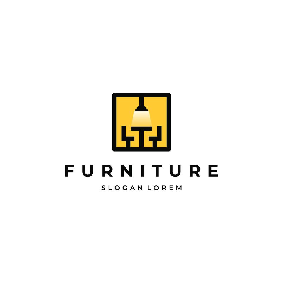 Furniture and interior in frame logo design on isolated background vector