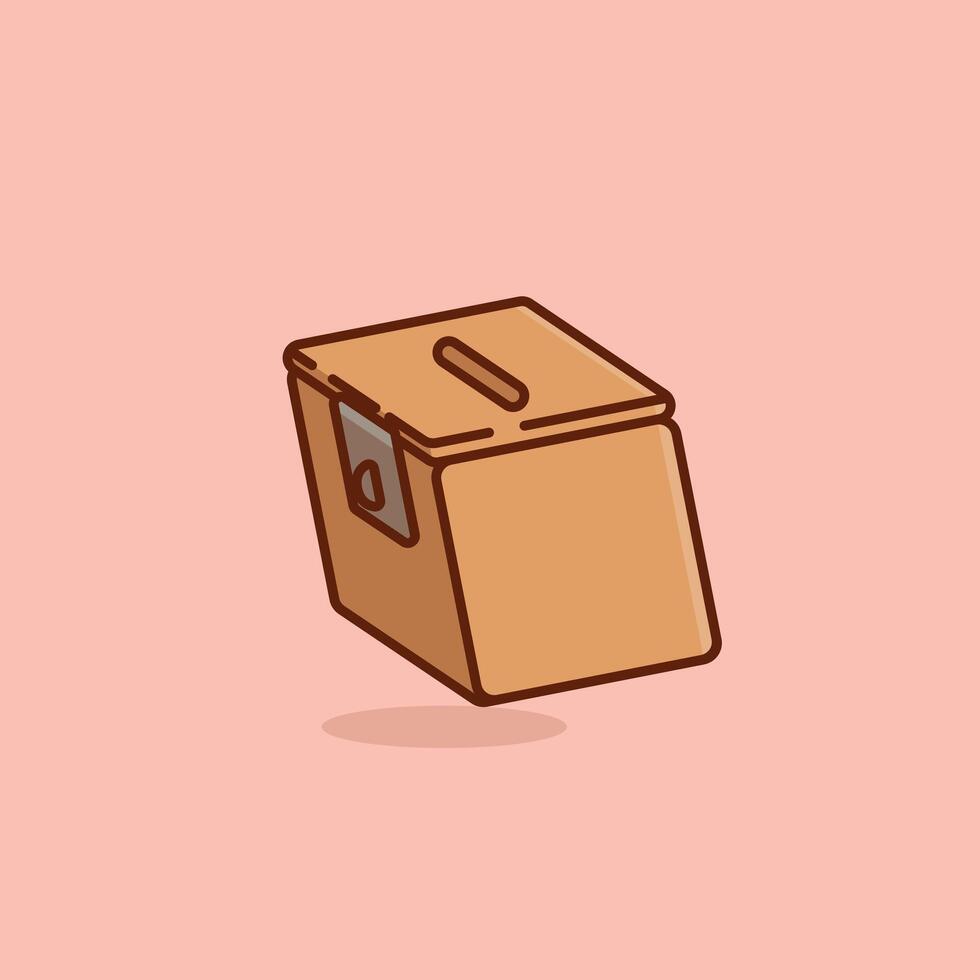 Charity donation box simple cartoon illustration Islamic holiday concept icon isolated vector