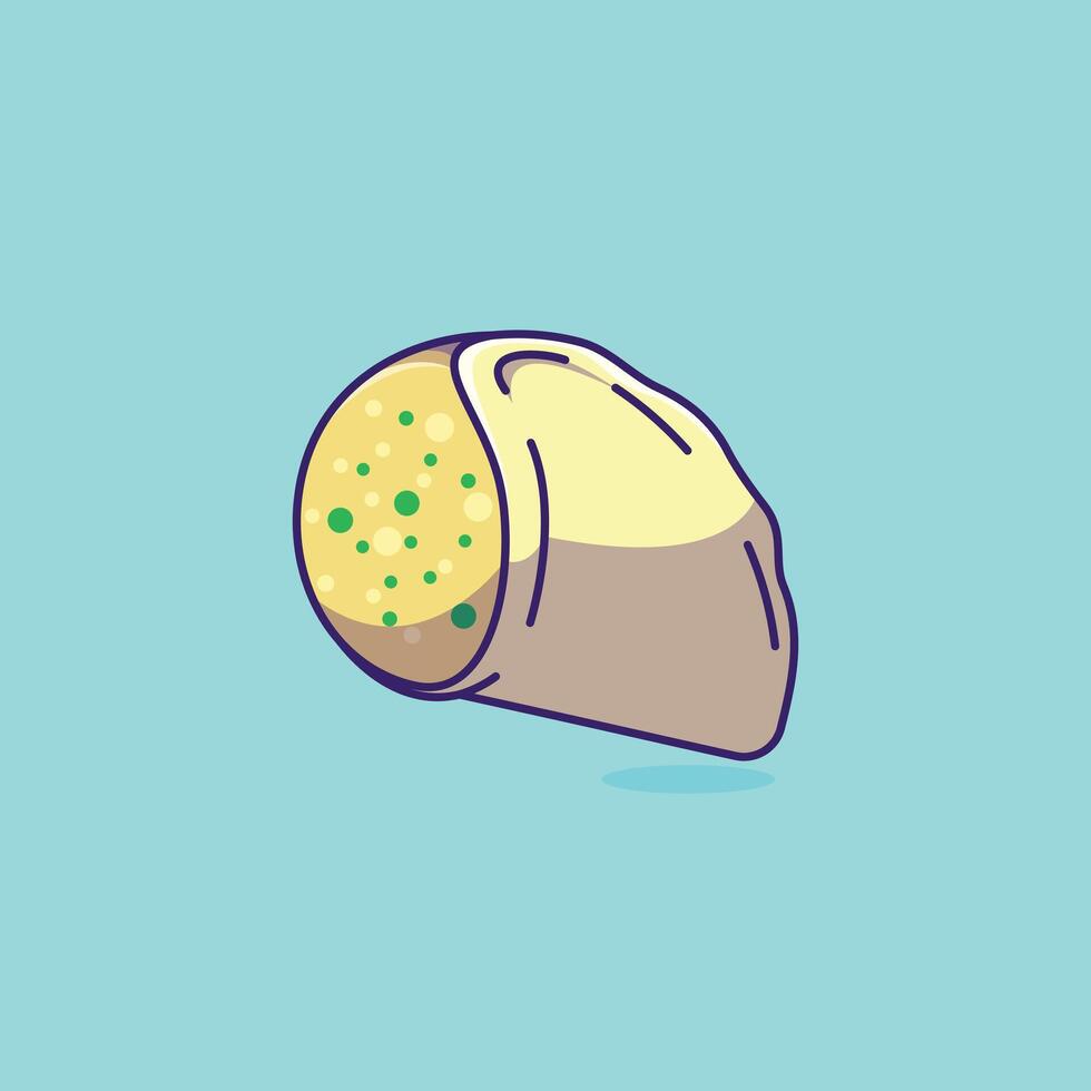 Qatayef midle eastern filled pancakes simple cartoon illustration Islamic holiday concept icon isolated vector