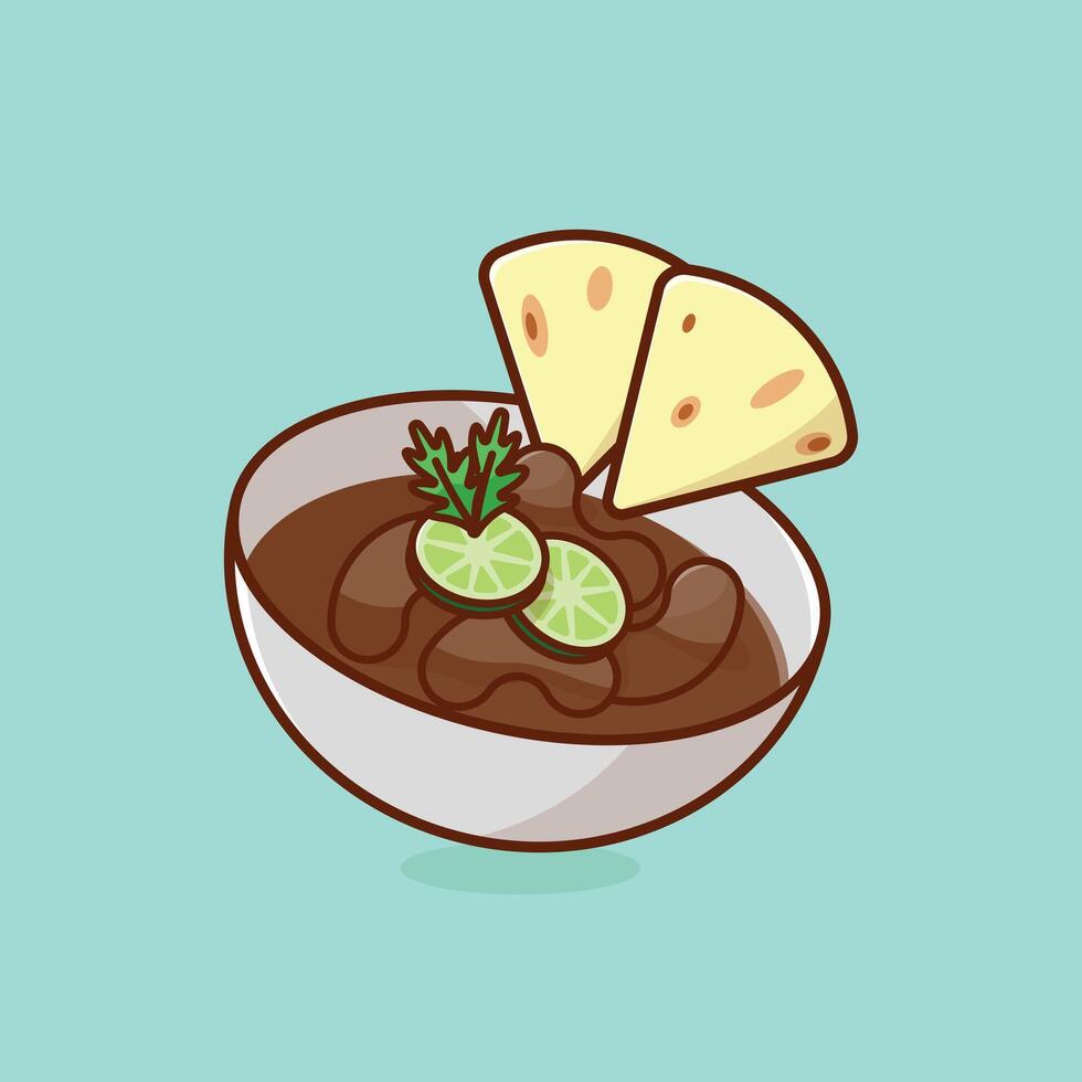 Ful medames vegetarian fava bean stew simple cartoon illustration Islamic holiday concept icon isolated vector
