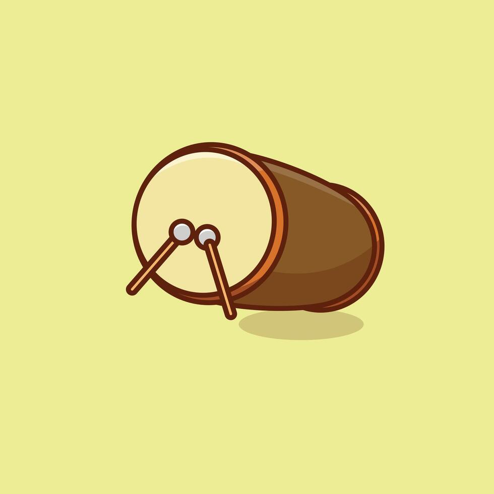 Bedug moslem drum simple cartoon illustration Islamic holiday concept icon isolated vector