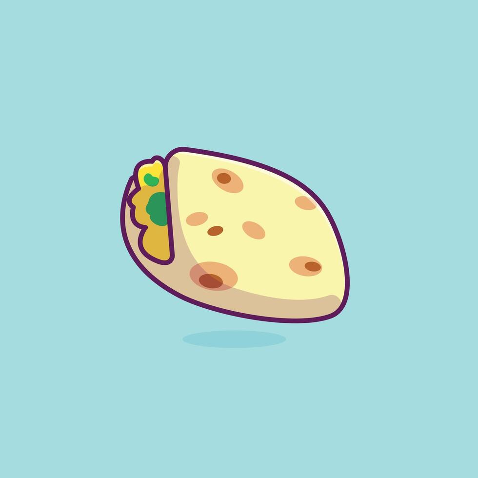 Bolani afghan stuffed flatbread simple cartoon illustration Islamic holiday concept icon isolated vector