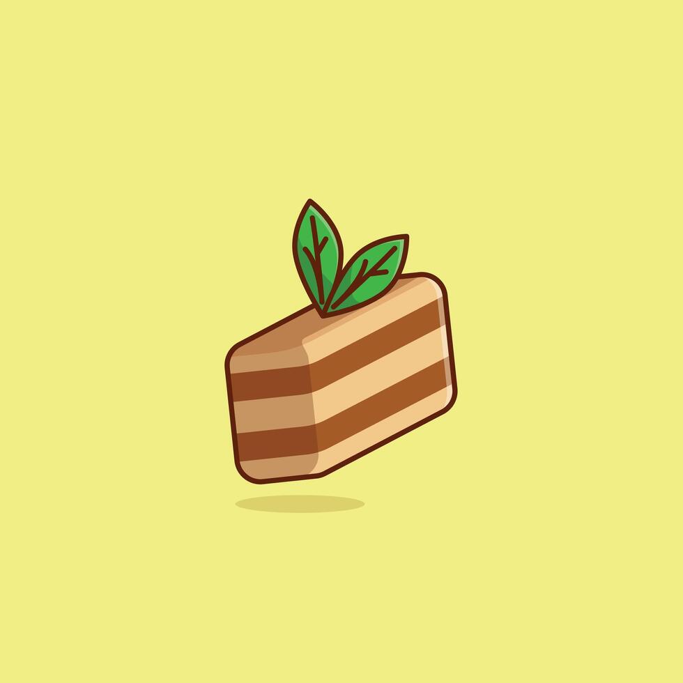 Indonesian layer cake lapis legit simple cartoon illustration Islamic holiday concept icon isolated vector
