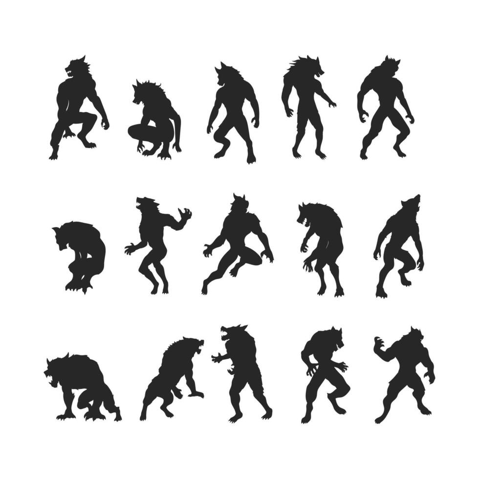 Illustration of a howling werewolf silhouette, wolfman vector
