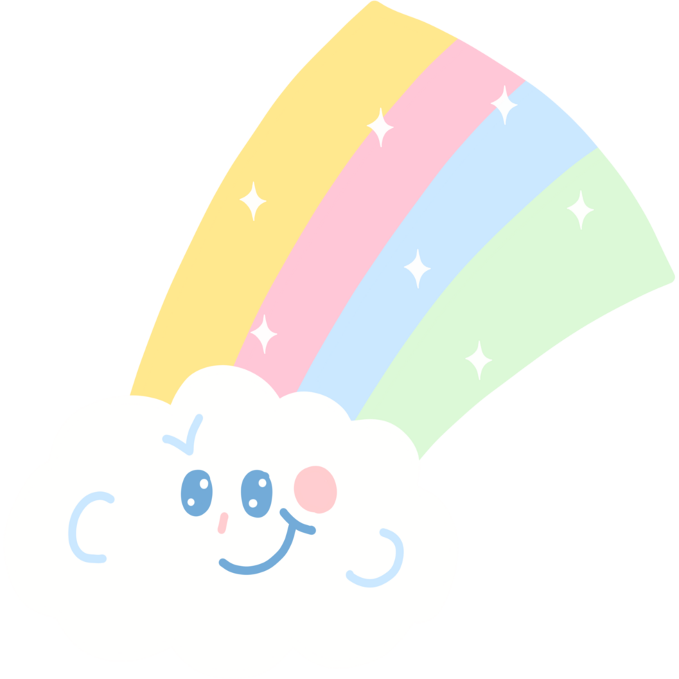 clounds with rainbow. cute cartoon for kids png
