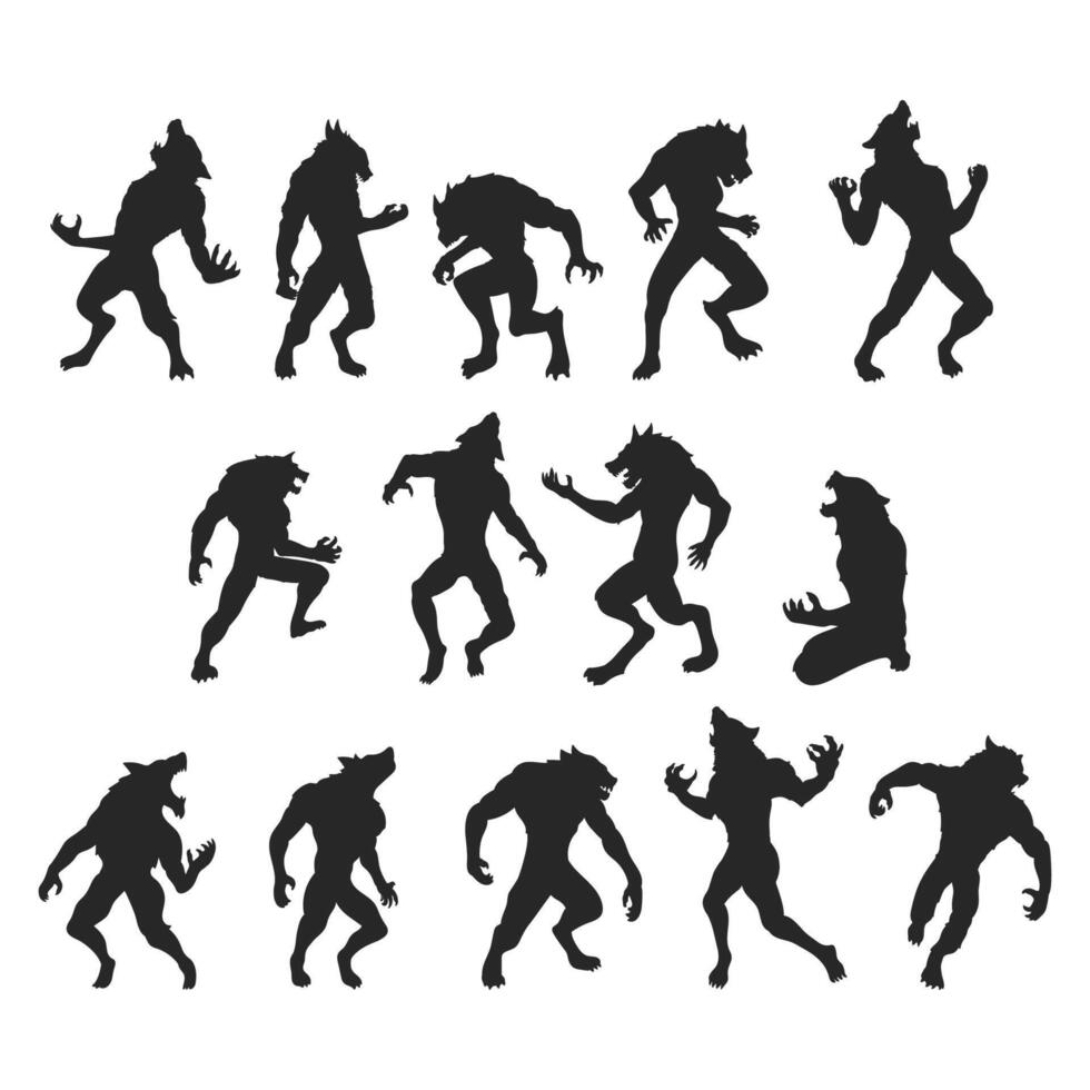 Illustration of a howling werewolf silhouette, wolfman vector