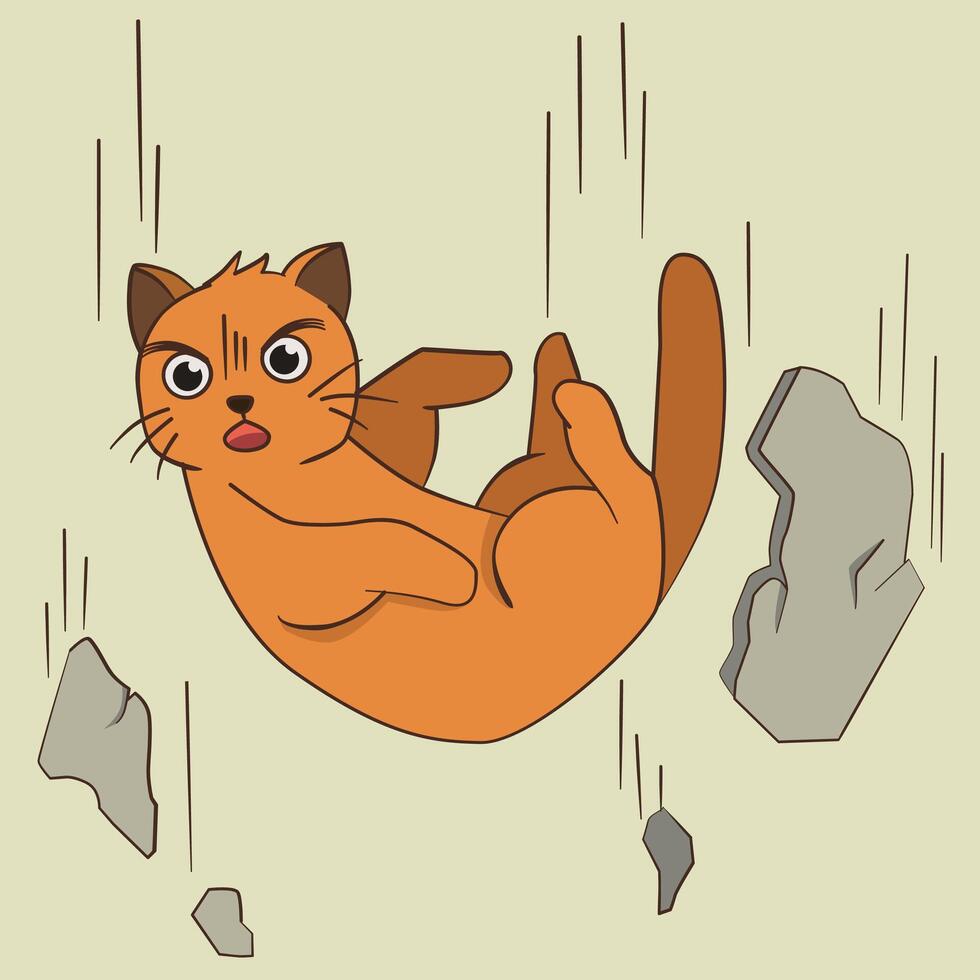 Orange Cat Falling Illustration vector