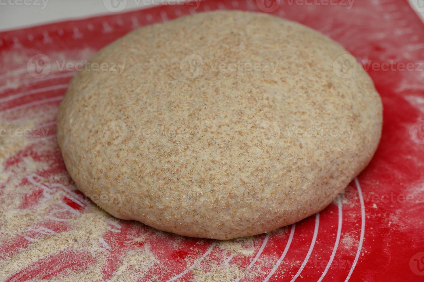dough formed for bread in the kitchen 3 photo