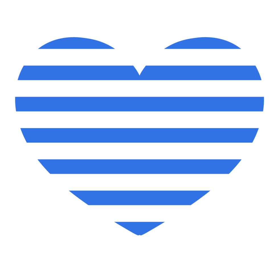 blue and white striped heart icon on transparent background png