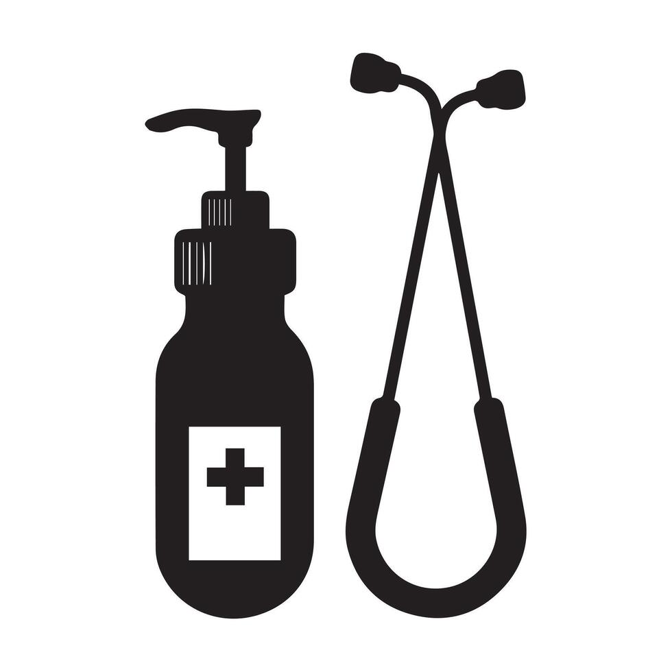 Stethoscope Illustration in black and white vector