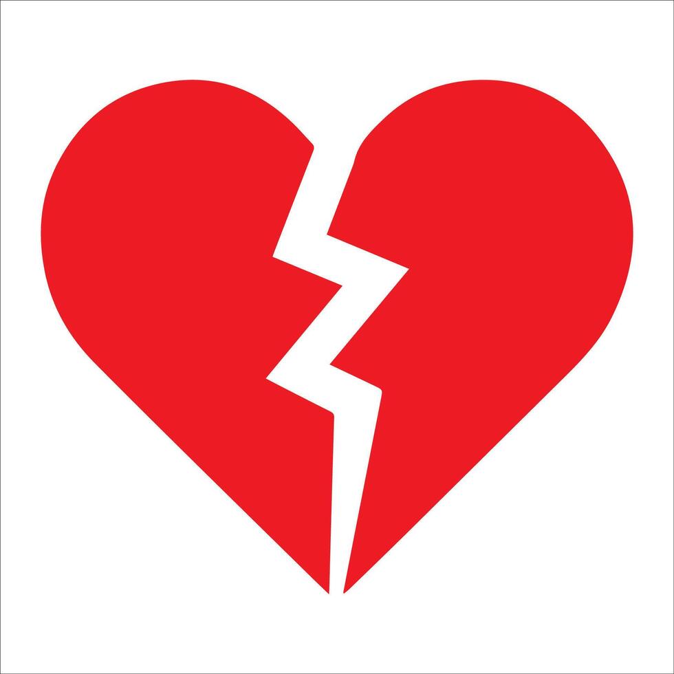 breakup heart illustration in black and white vector