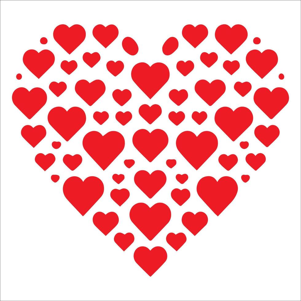 seamless red heart illustration in black and white vector