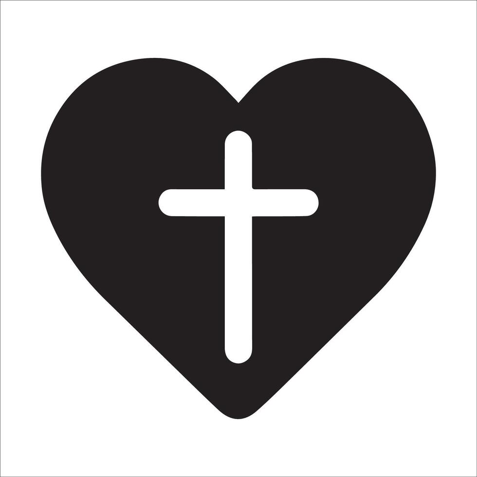Jesus cross heart Illustration in black and white vector