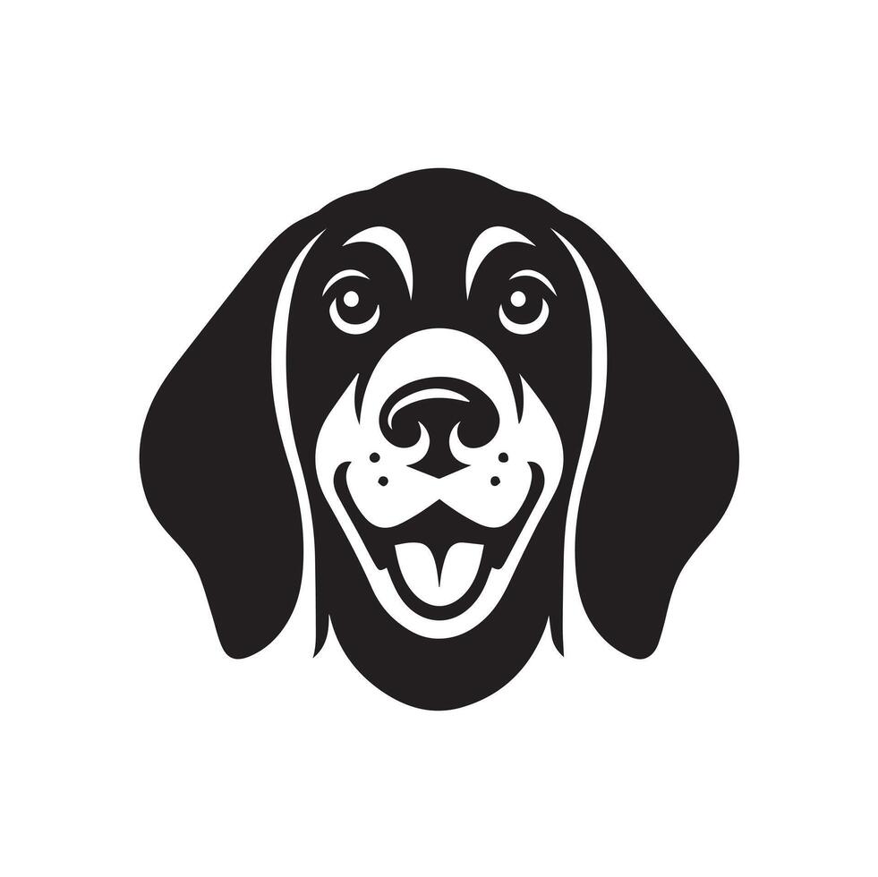 Happy Bloodhound dog face illustration in black and white vector