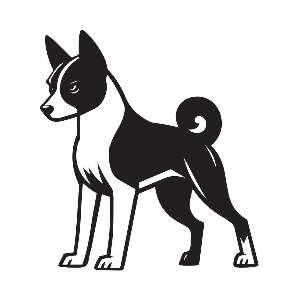 Basenji dog Angry Expression Illustration in black and white vector