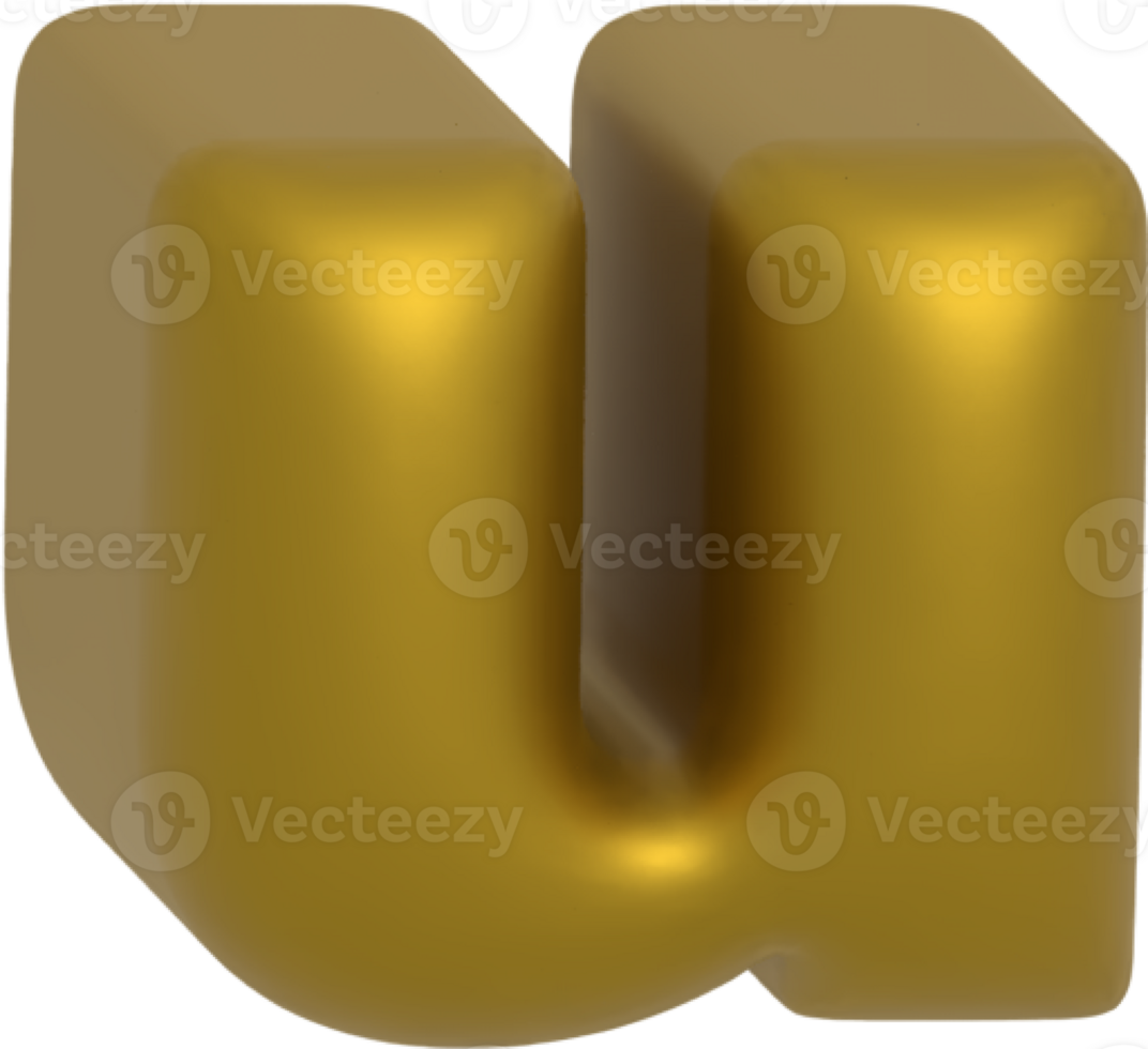 u metallic inflate balloon style alphabet png