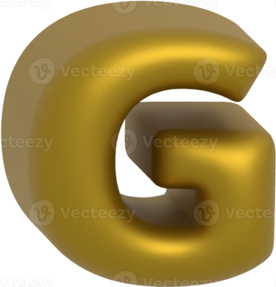 G metallic inflate balloon style alphabet png
