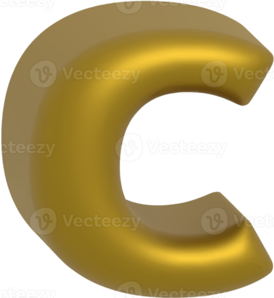 C metallic inflate balloon style alphabet png