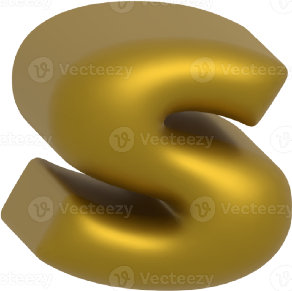 s metallic inflate balloon style alphabet png