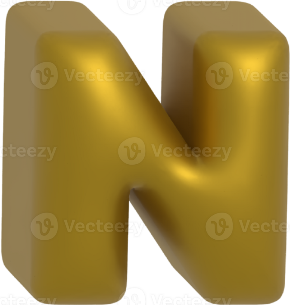 N metallic inflate balloon style alphabet png