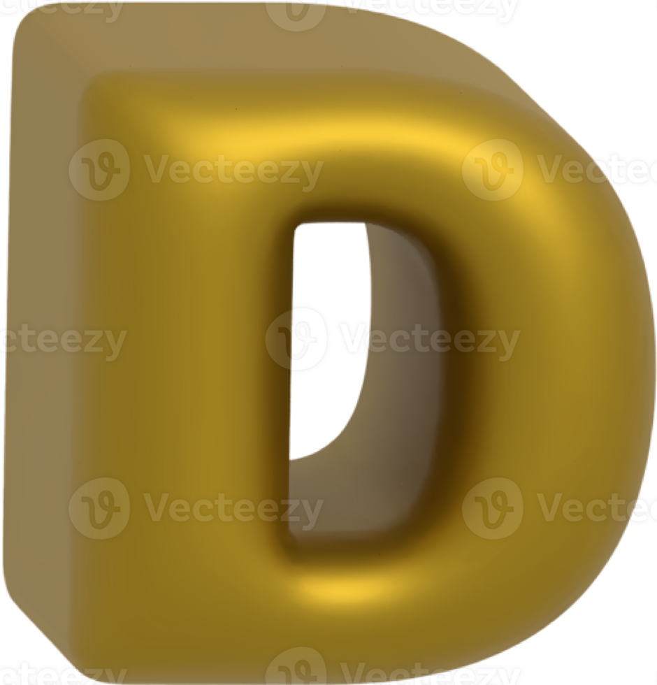 D metallic inflate balloon style alphabet png