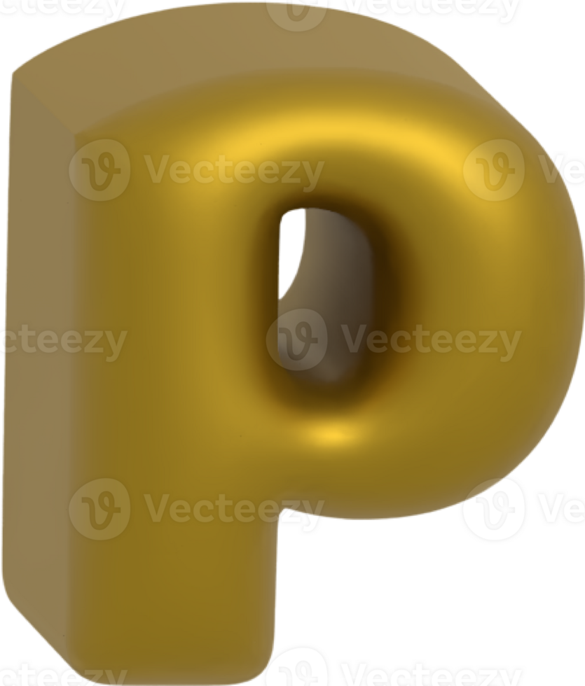 p metallic inflate balloon style alphabet png