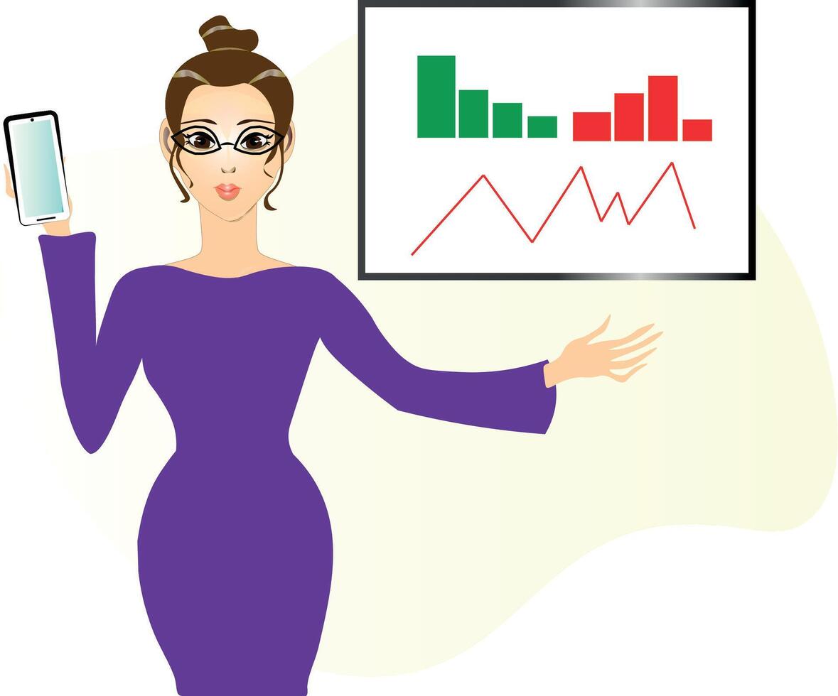 Charming Lady with phone Social networks Internet work social media vector
