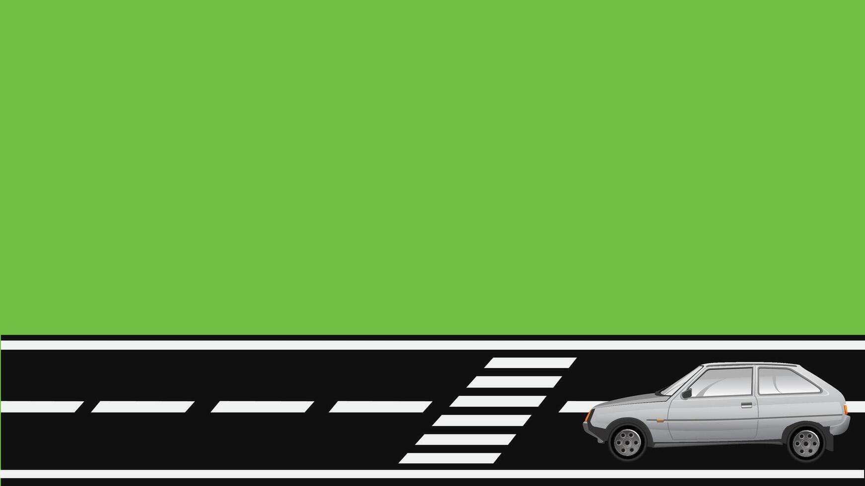 car on the road highway with green creen background vector