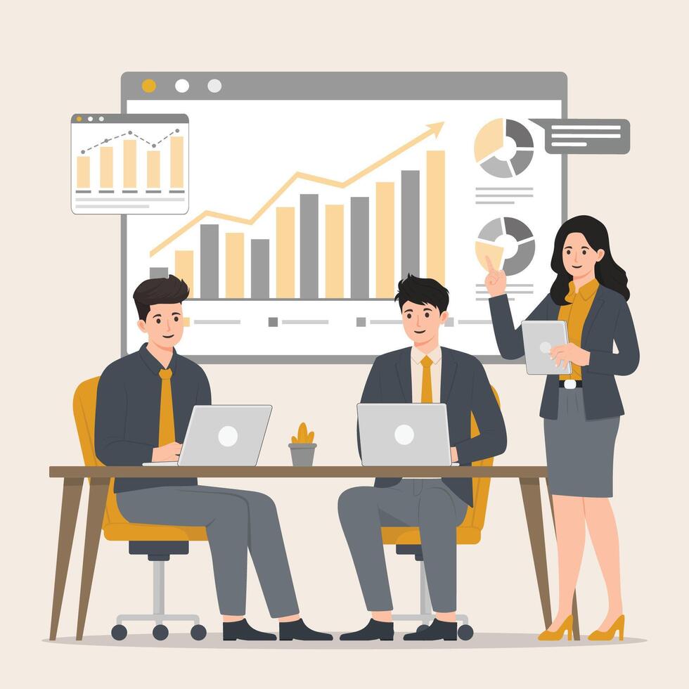 Flat Business brainstorming concept illustration vector