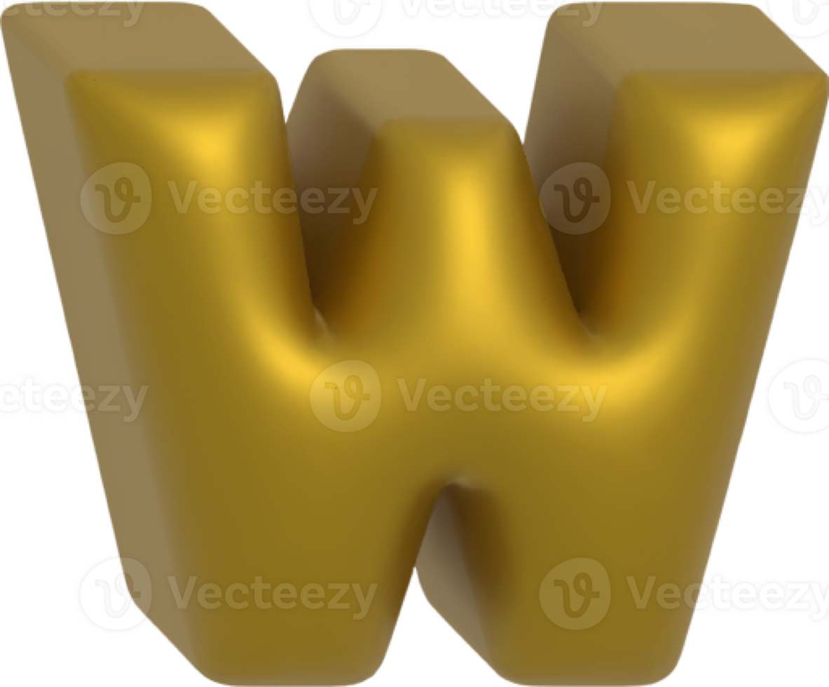 W metallic inflate balloon style alphabet png