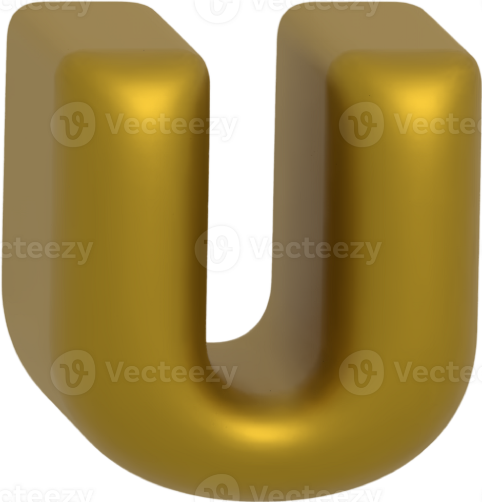 U metallic inflate balloon style alphabet png