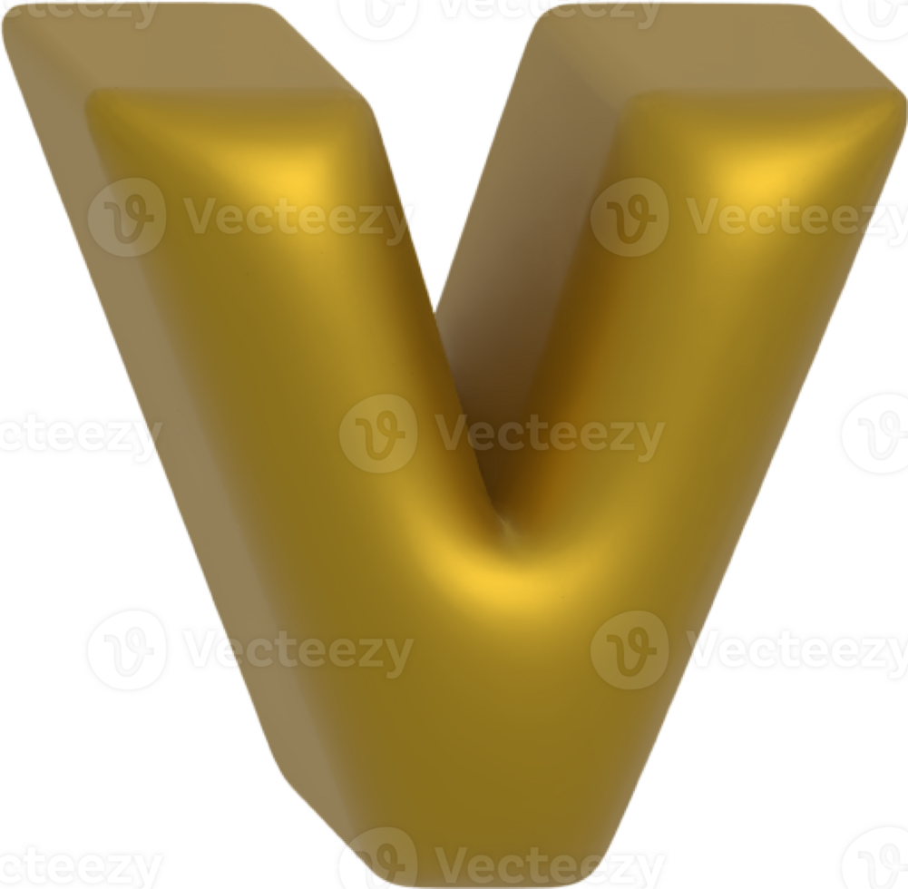 V metallic inflate balloon style alphabet png