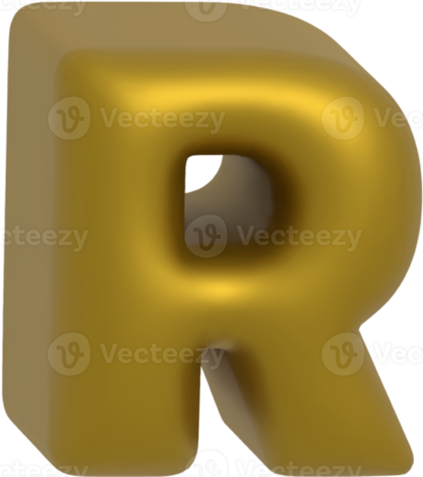 R metallic inflate balloon style alphabet png