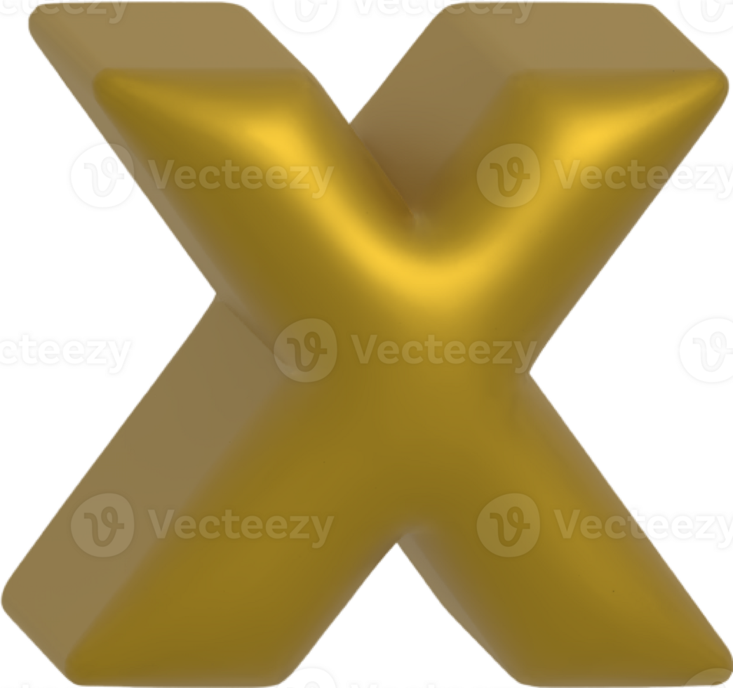 X metallic inflate balloon style alphabet png