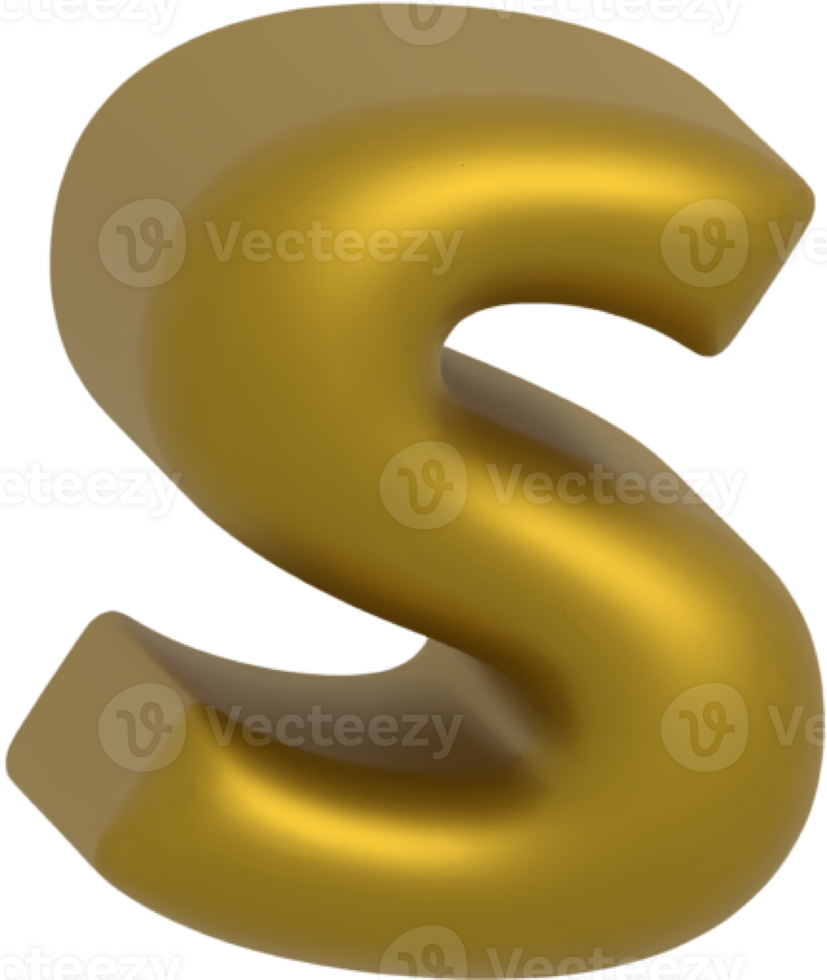 S metallic inflate balloon style alphabet png